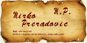 Mirko Preradović vizit kartica